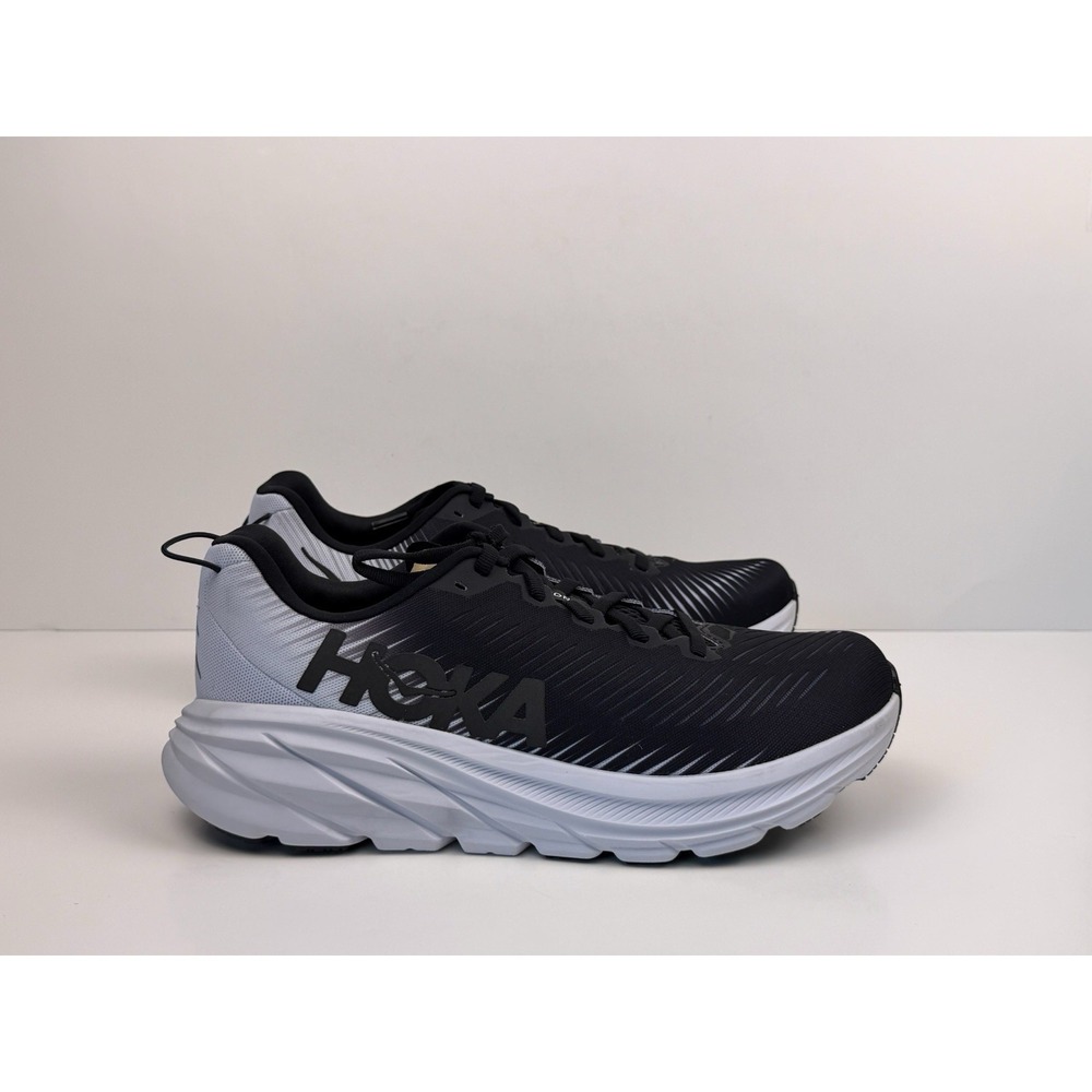 Hoka One One Rincon 3 Shoes‎ Mens Size 8 Black Running Sneakers 1119395 BWHT